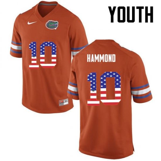 Youth Florida Gators #10 Josh Hammond NCAA Nike Orange USA Flag Fashion Authentic Stitched College Football Jersey ZZW6362KT